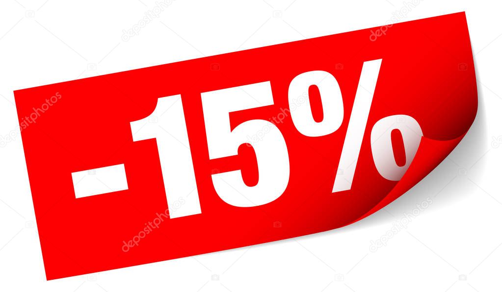 Diagonal Red Sticky Note Sale Minus Fifteen Percent