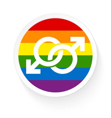 Düğme Gökkuşağı Bayrak İki Bağlı Erkek Gay Simgeler