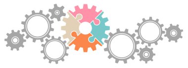Yatay Grafik Dişliler Sınır Büyük Ve Küçük Puzzle Retro Renkler Ve Gri