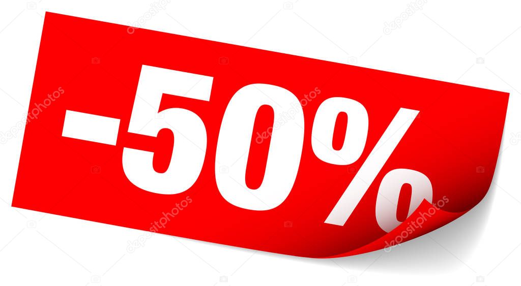 Red Sticky Note Sale Minus Fifty Percent