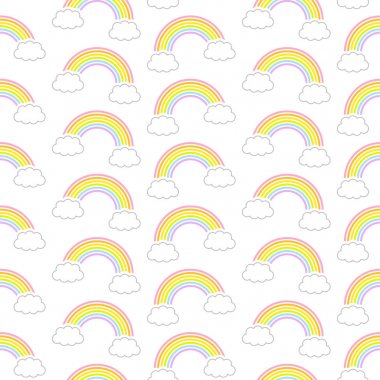 Dikişsiz Desen Grafik Diyagonal Gökkuşağı Ve Bulutlar