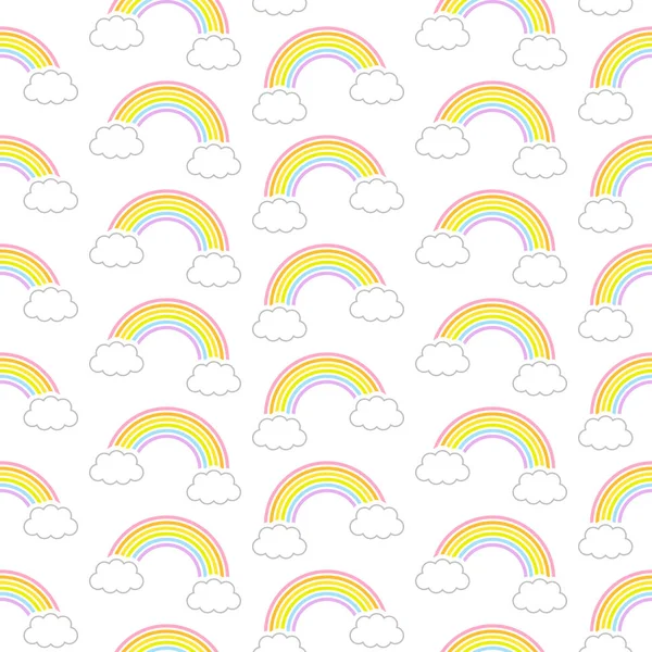 Inggris Seamless Pattern Graphic Diagonal Rainbow Clouds - Stok Vektor