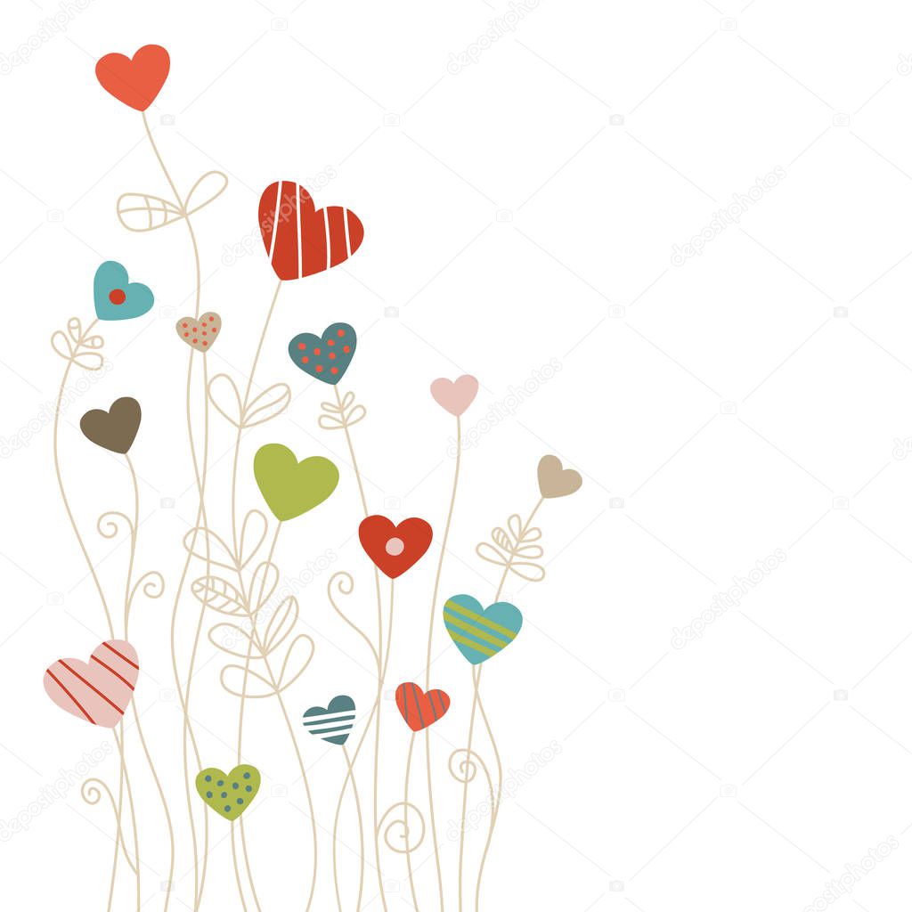 Corner Hearts And Flowers Pattern Background Retro Colors