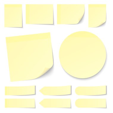 Farklı Işık Sarı Yapışkan Notlar Yuvarlak Gölge ile Set