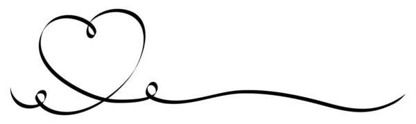 İki Squiggles Şerit ile Tek Kaligrafi Siyah Kalp