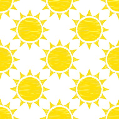 Dikişsiz Desen Grafik Sarı El Çizilmiş Güneşler