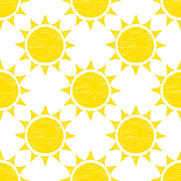 Patrón Inconsútil Gráfico Amarillo Dibujado Mano Soles — Archivo Imágenes Vectoriales