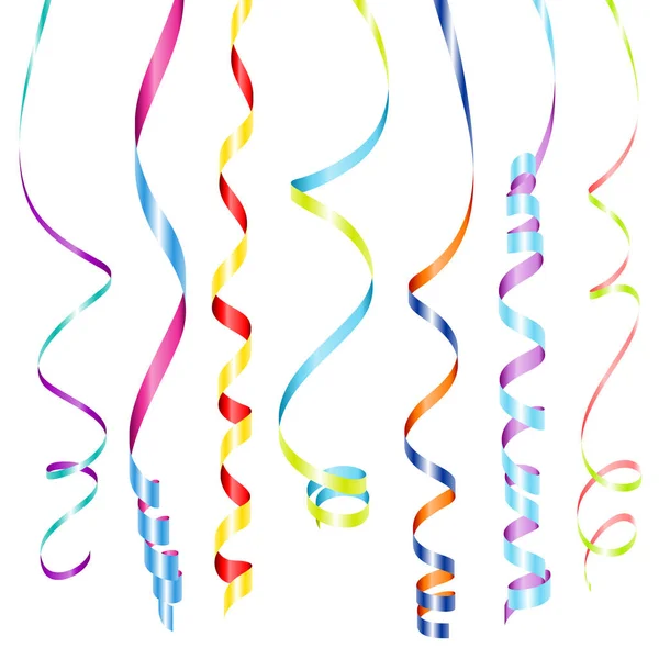 Set Seven Colorful Streamers Color Mix — Stock Vector