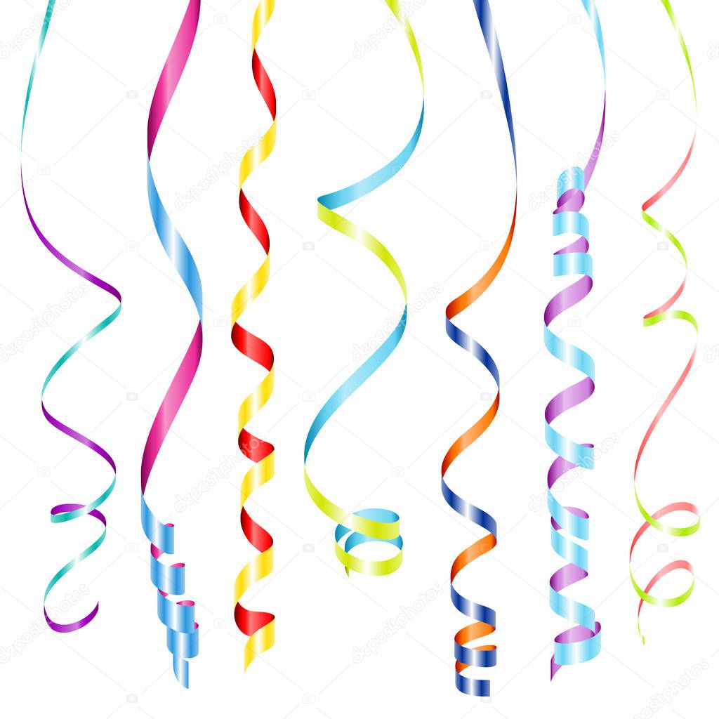 Set Of Seven Colorful Streamers Color Mix