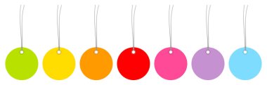 Set Yedi Yuvarlak Hangtags Rainbow Renkler