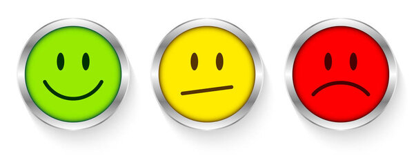 Three Buttons Faces Mood Color Silver Frame Diagonal Mouth