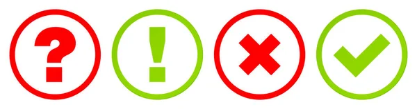 Botões Pergunta Resposta Checkmarks Set Contour Vermelho Verde —  Vetores de Stock