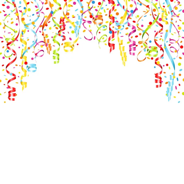 Cuadrado Fondo Colorido Streamers Confetti Horizontal — Archivo Imágenes Vectoriales