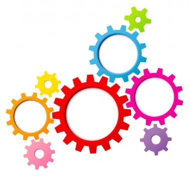 Sekiz grafik Gears sınır gökkuşağı renkleri grubu