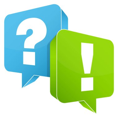 Konuşma Bubbles soru ve cevap mavi yeşil