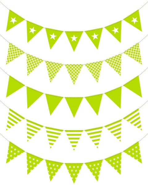 Patrón Cinco Cadenas Verdes Bunting Doblado Sin Costuras — Archivo Imágenes Vectoriales