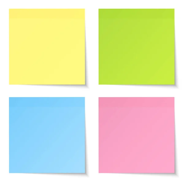 Set Quattro Note Adesive Diritte Stessa Forma Mix Colori — Vettoriale Stock