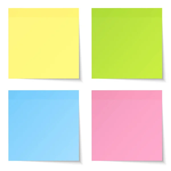 Set Van Vier Rechte Sticky Notes Zelfde Vorm Kleurenmix — Stockvector