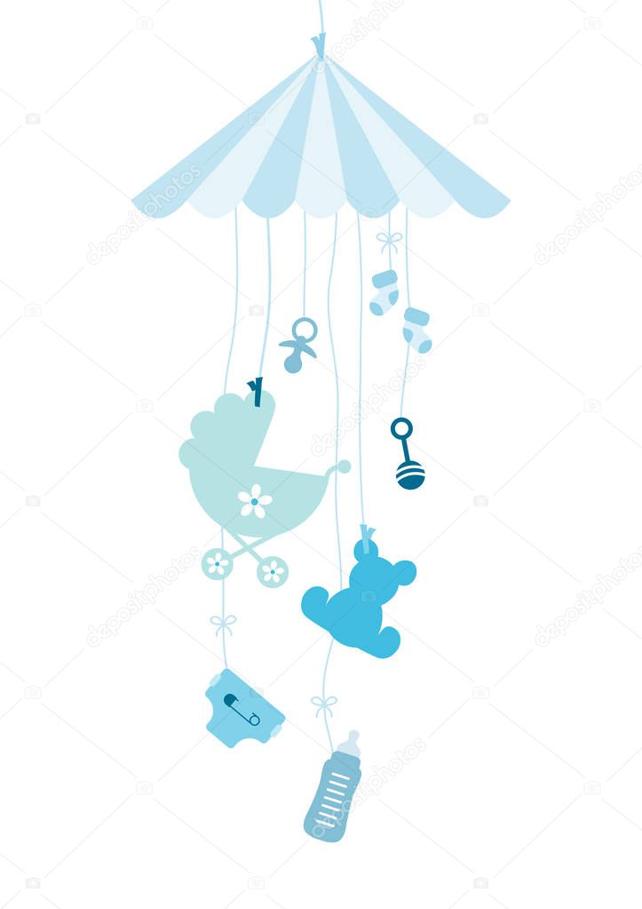 Hanging Mobil Seven Baby Icons Boy Blue