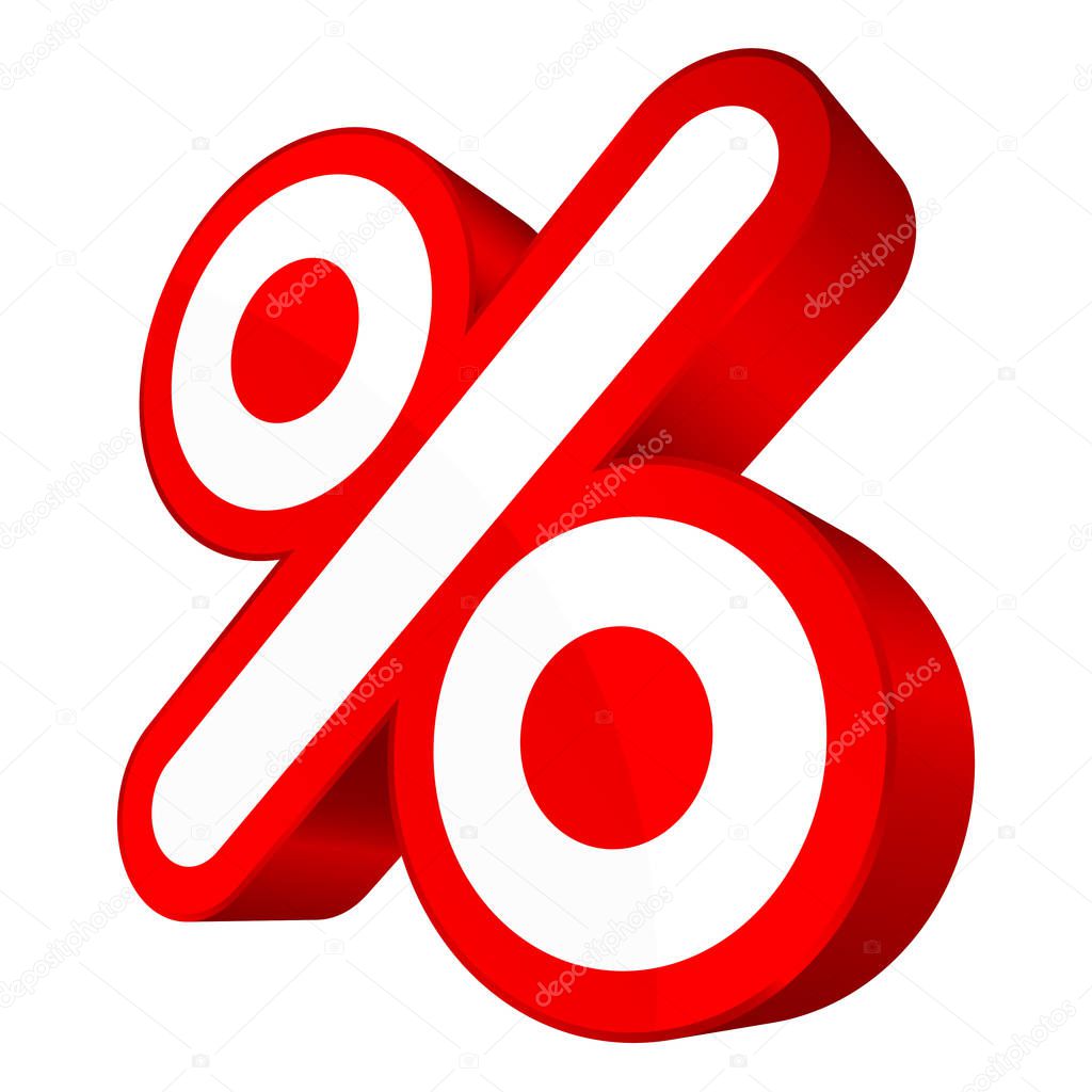 Single Isolated Red Graphic Percent Sign Sale Rounded 3D