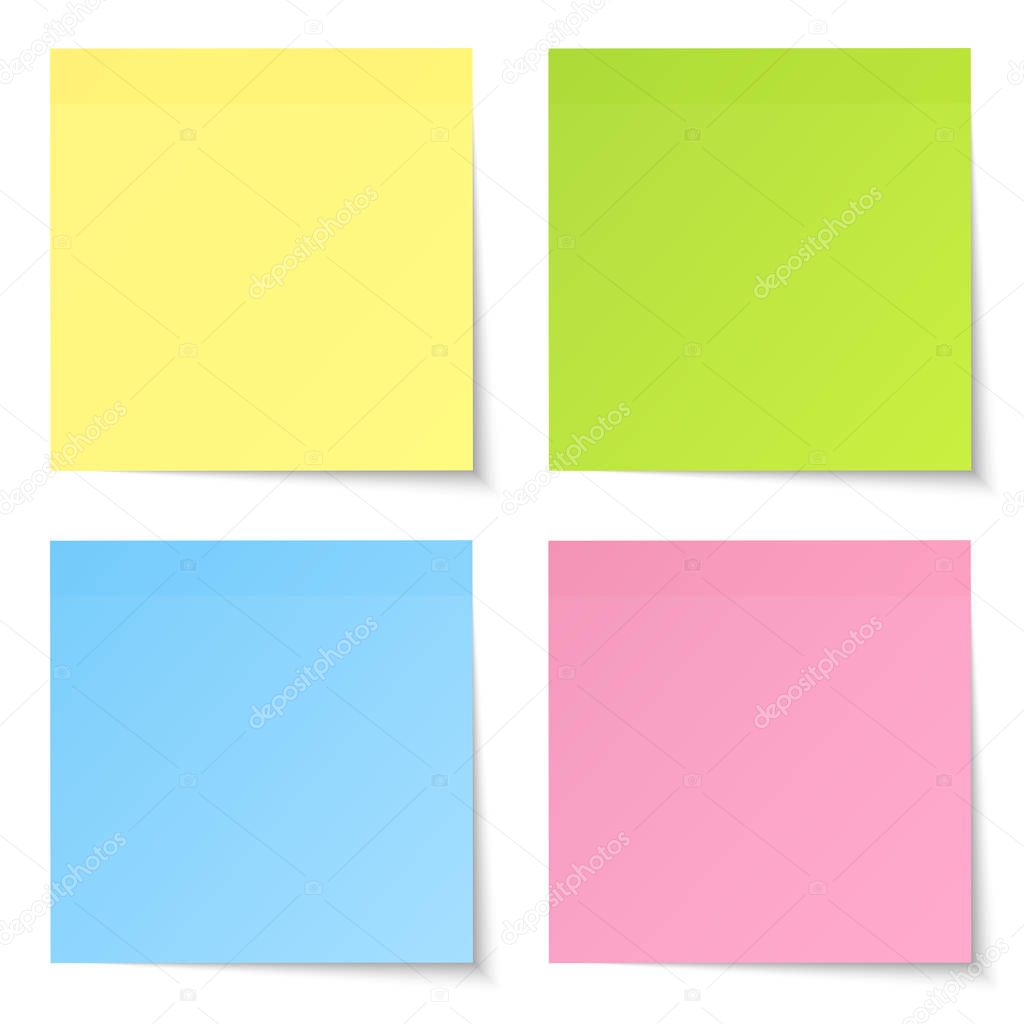 Set Of Four Straight Sticky Notes Same Shape Color Mix