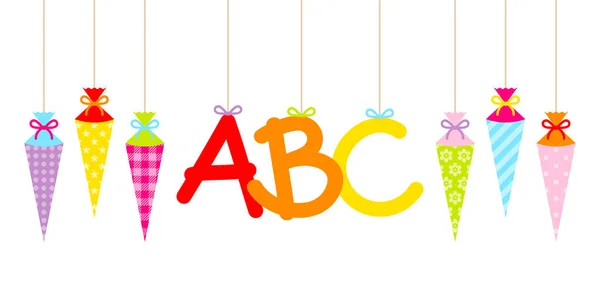 Straight Hanging Colorful School Cornets Abc Letters — стоковый вектор