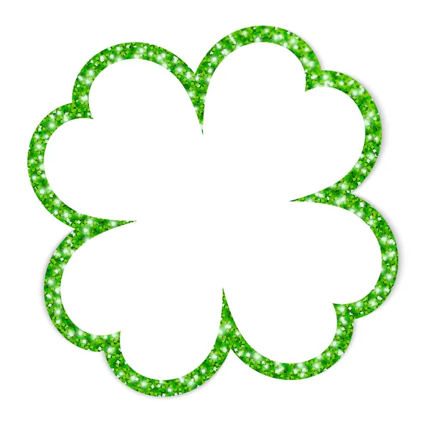 Singolo Verde Girato Grafico Trifoglio Telaio Glitter — Vettoriale Stock