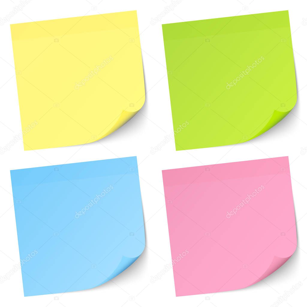 Set Of Four Diagonal Sticky Notes Corner Same Shape Color Mix