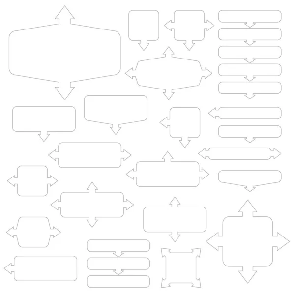 Ensemble Différents Cadres Blancs Avec Des Flèches — Image vectorielle