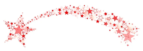 Étoile Tombante Graphique Avec Queue Hors Grandes Petites Étoiles Rouge — Image vectorielle