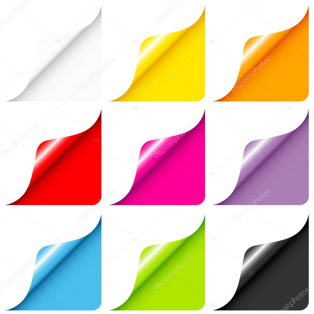 Set Of Nine Web Corners Full Color Rounded Right Below