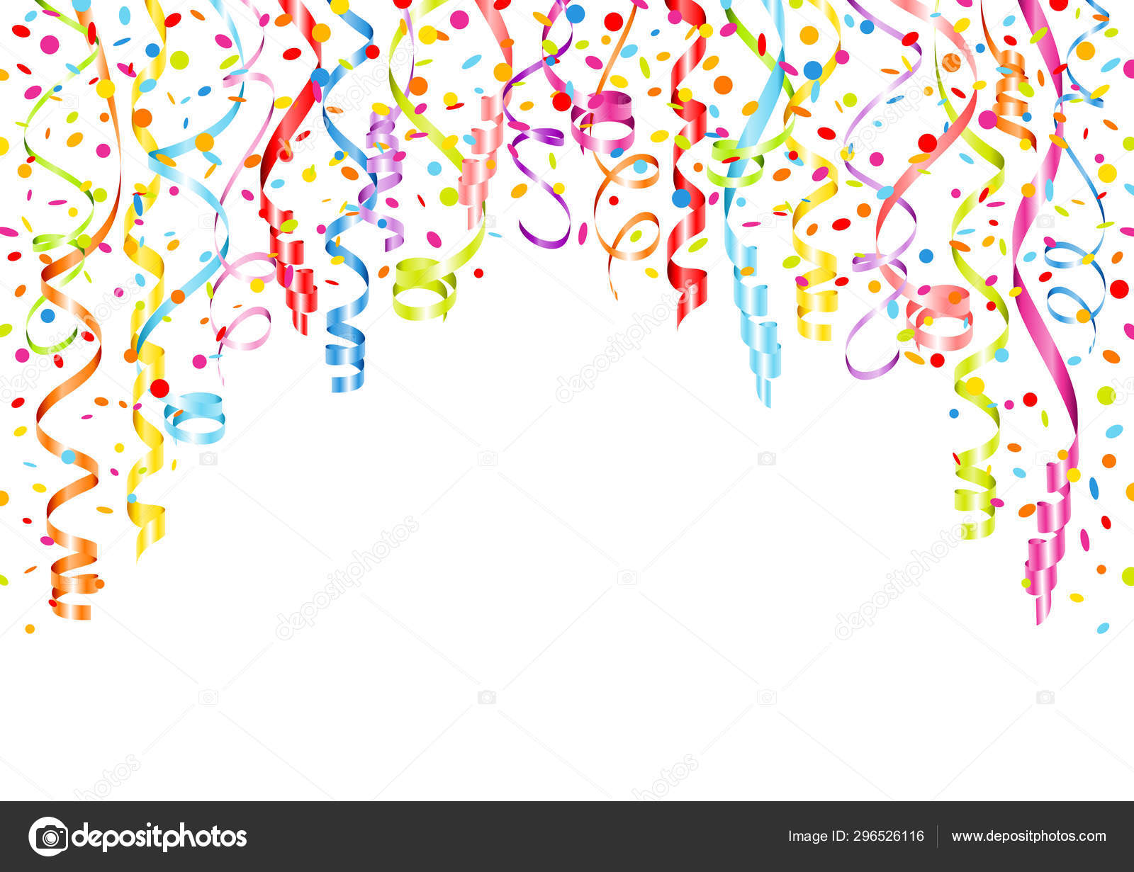Horizontal Background Different Colorful Streamers Confetti Stock