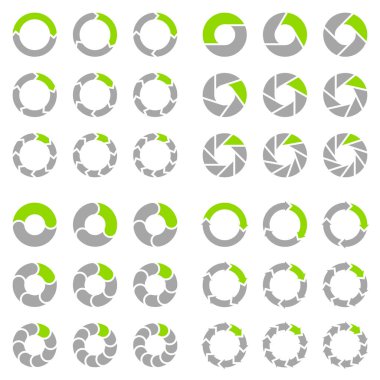 Farklı Pasta Grafikler Kare Set Oklar Gri Ve Yeşil