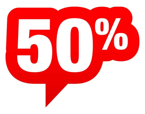 Sprechblasenverkauf Fünfzig Prozent Rot — Stockvektor
