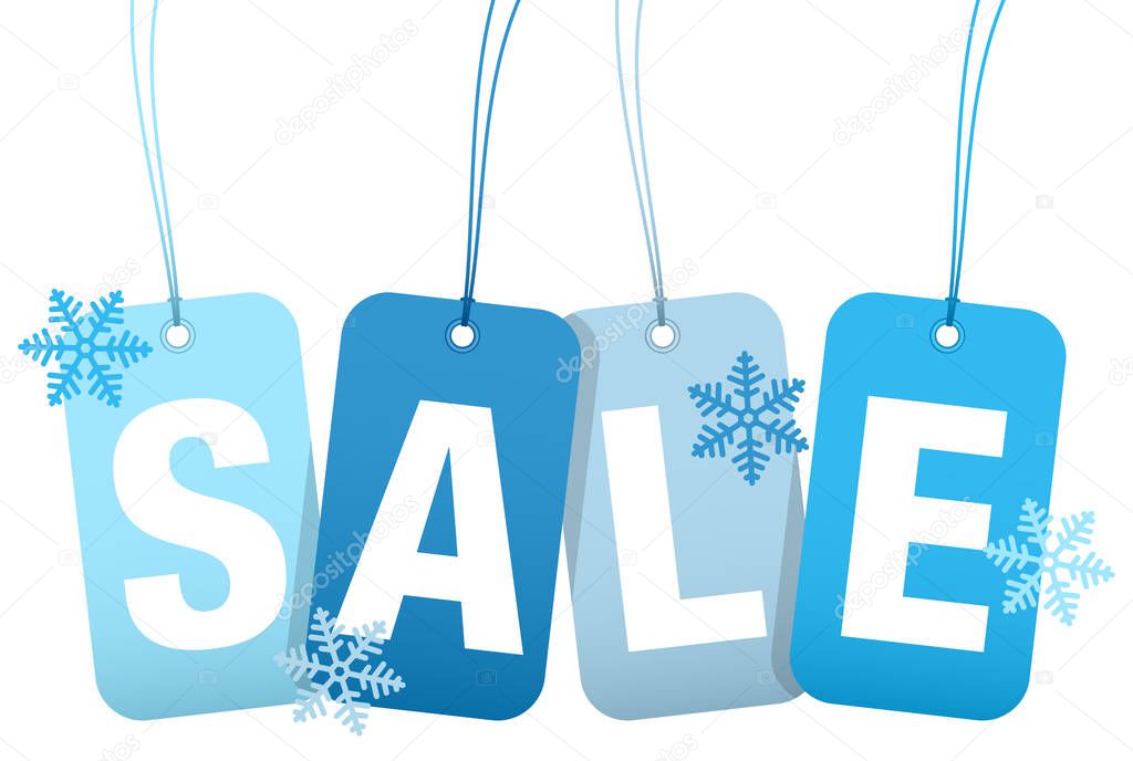 Set Of Four Hangtags Sale Winter Snowflakes