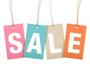 Set Dört Asma Açılı Hangtags Satılık Retro Renkler