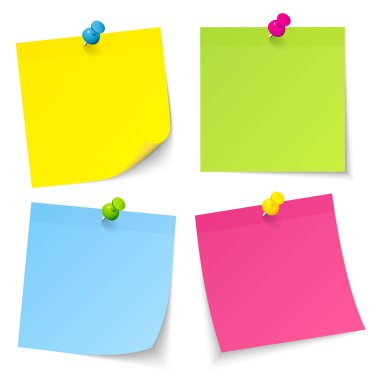 Pins Sarı Yeşil Mavi Pembe dört Yapışkan Notlar Set