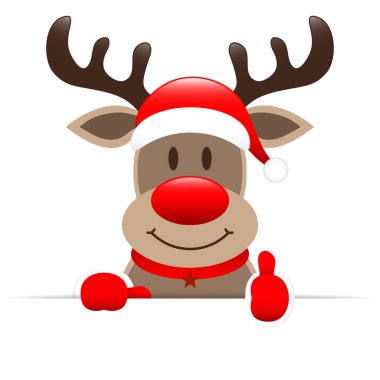 Reindeer Tutan Yatay Banner Tek Başparmak yukarı