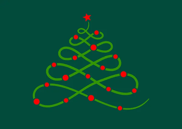 Lignes Abstraites Arbre Noël Graphique Rouge Vert — Image vectorielle