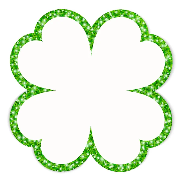 Singolo Verde Dritto Grafico Trifoglio Telaio Glitter — Vettoriale Stock