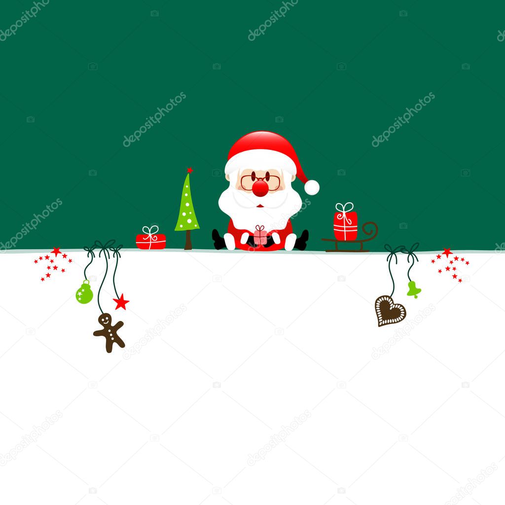 Wish List Christmas Santa And Icons Dark Green Background