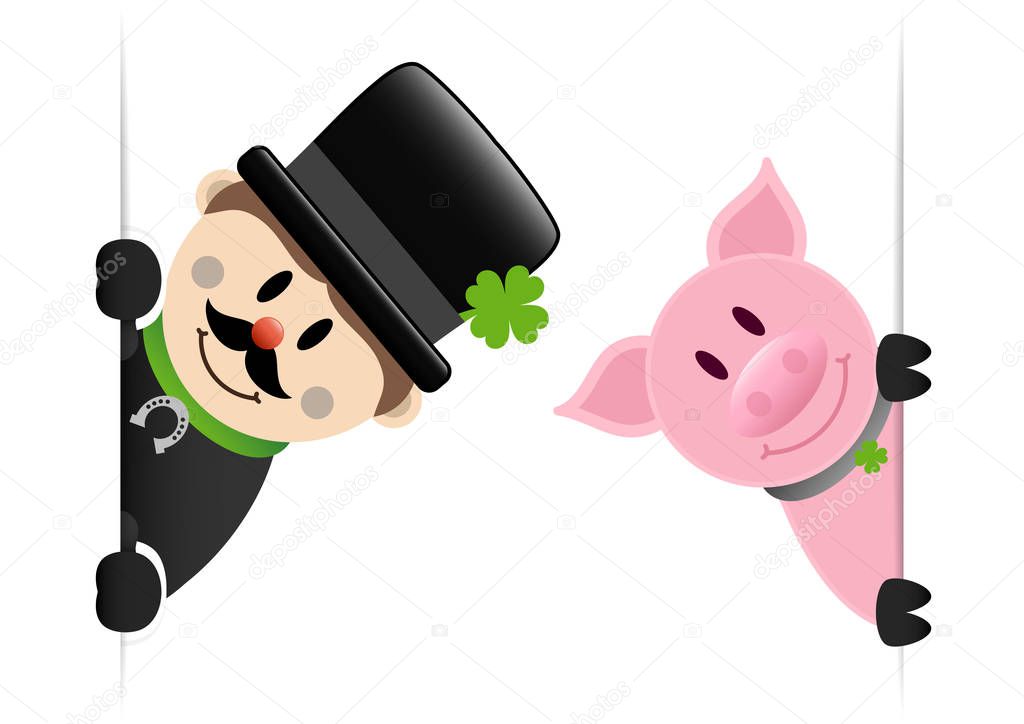 Chimney Sweep Mustache And Pig Inside Banner