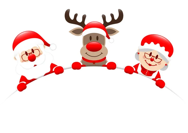 Santa Reindeer Santas Wife Banner — Stock Vector