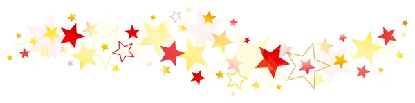 Frontière Horizontale Différentes Étoiles Jaunes Dorées Rouges — Image vectorielle