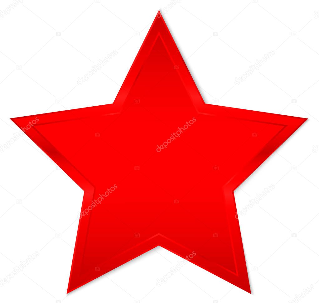 Single Isolated Red Shining Star With Shadow