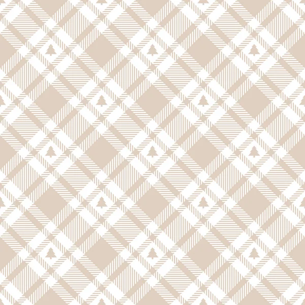 Modèle Sans Couture Noël Diagonale Vérifier Noël Beige Blanc — Image vectorielle