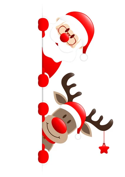圣诞老人和驯鹿与星旗右 — 图库矢量图片