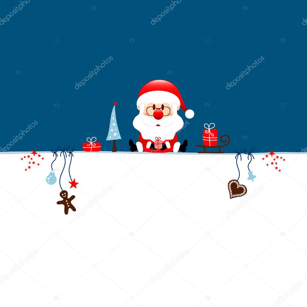 Wish List Christmas Santa And Icons Dark Blue Background