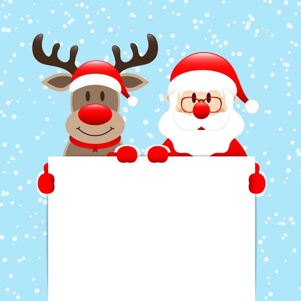 Santa Reindeer Holding Shield Snow Light Blue - Stok Vektor
