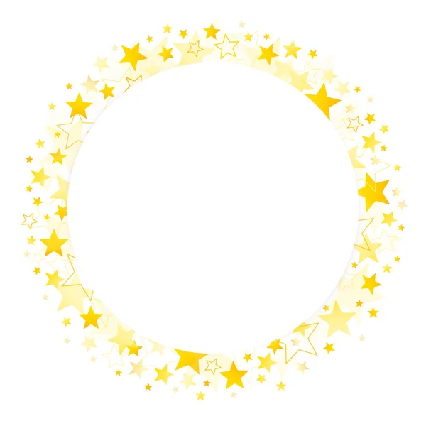 Quadro Redondo Estrelas Gráficas Douradas Centro Branco — Vetor de Stock